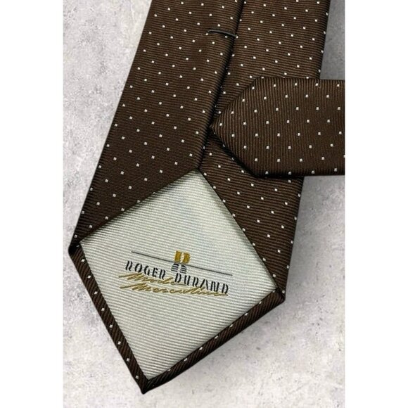 MOULEY Silk Tie FRANCE Brown Geometric W:3.2" EUC - Picture 4 of 5